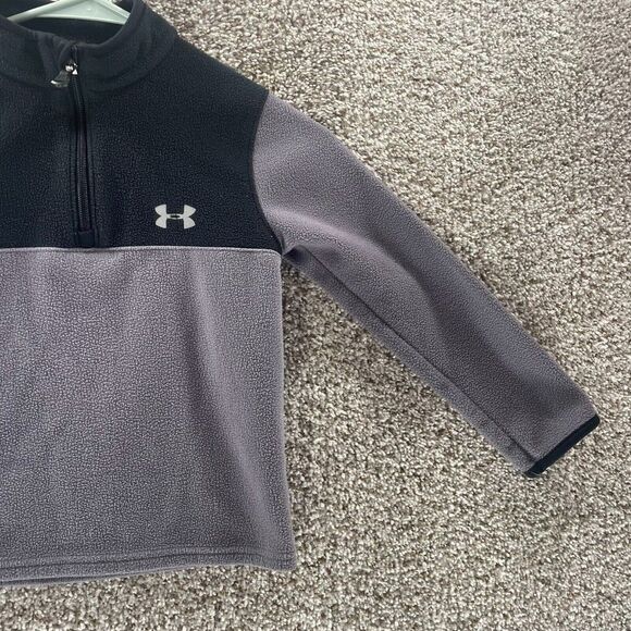 Under Armour Sweatshirt Youth 5 Grey Black Quarter Zip Pullover Logo Polyester - Picture 4 of 11